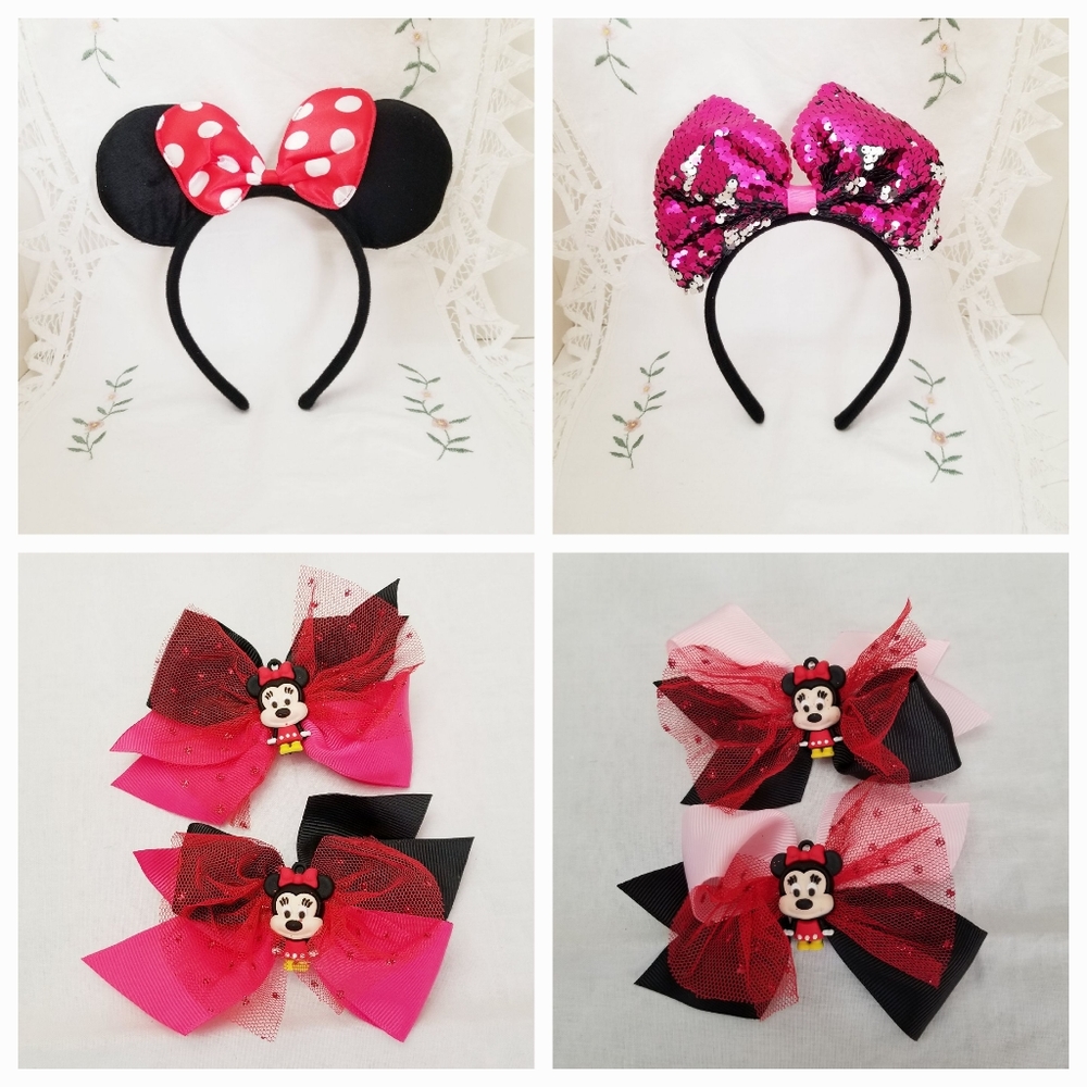 Minnie Bundle Kid's Headband. 6 pieces. Red and Pink.  New